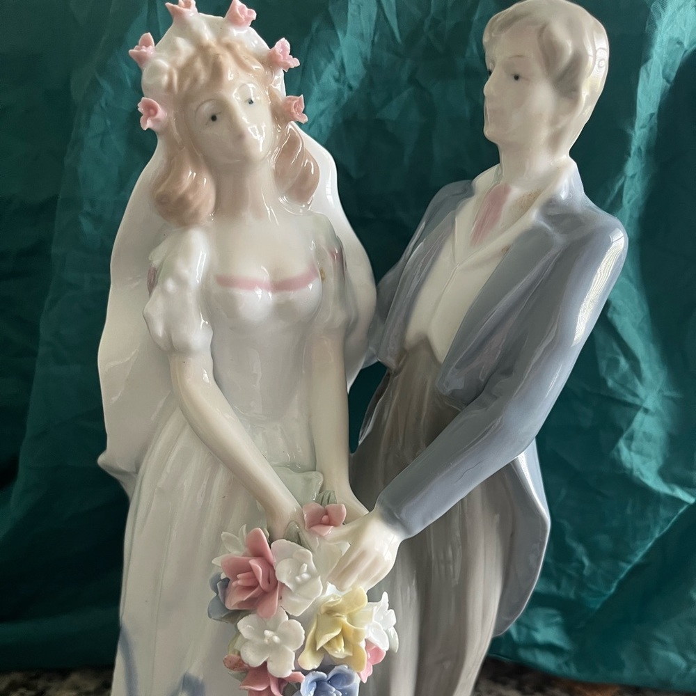 Bride & Groom ceramic decor or Cake Topper